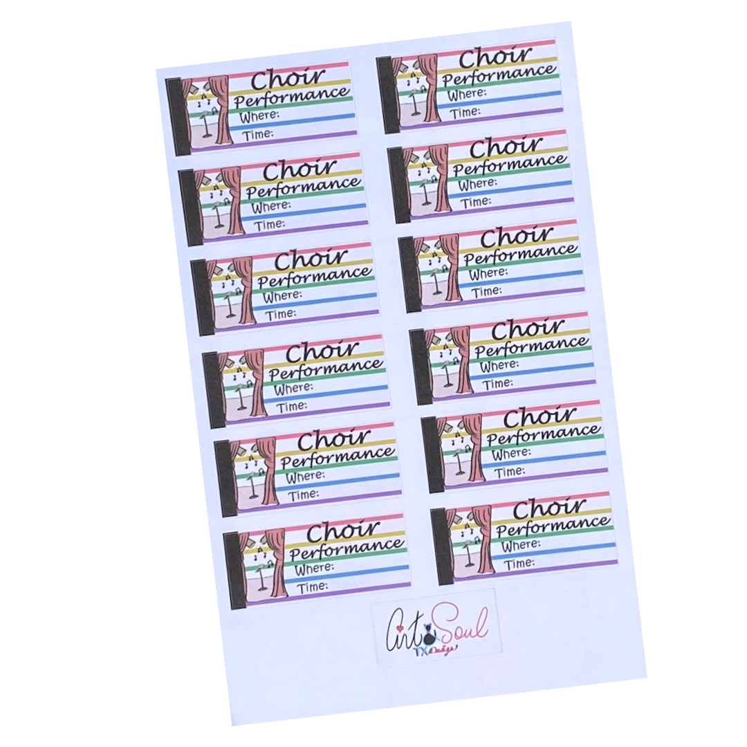 School Choir Performance Teacher Sticker Sheet