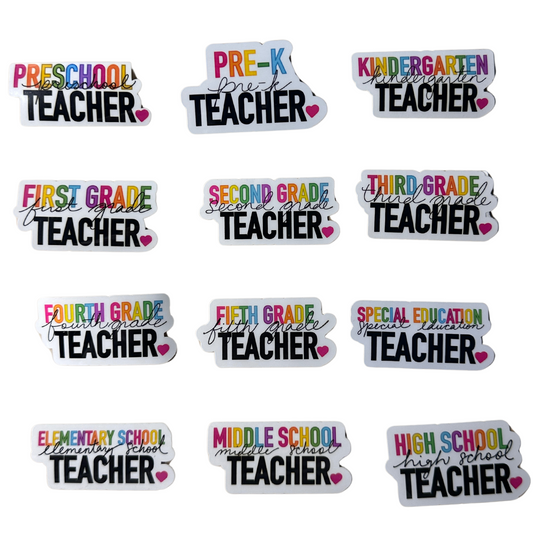 Teacher Grade Level Vinyl Stickers