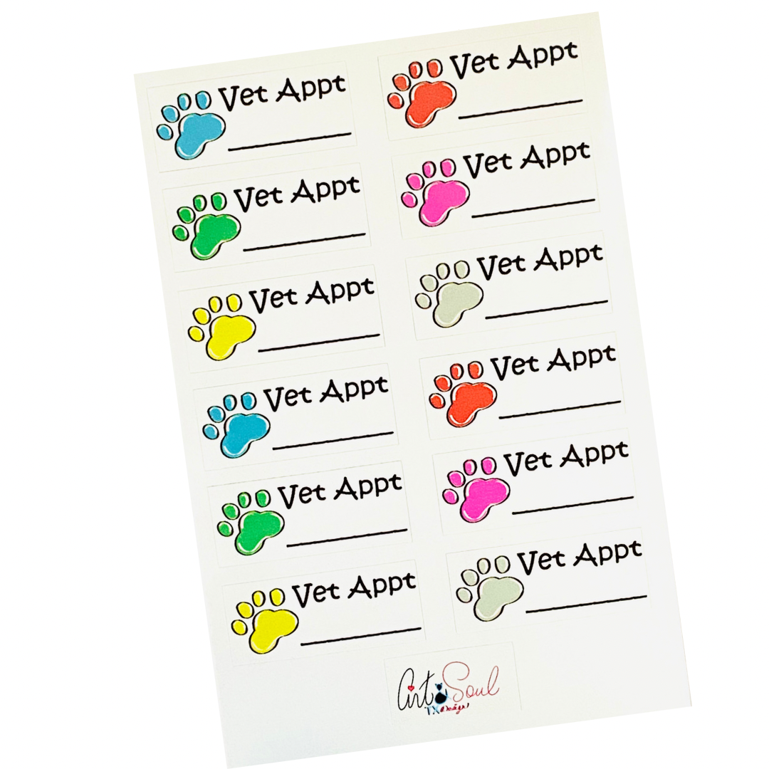 Veterinarian Appointment Stickers, Pet Planner Sticker Sheet