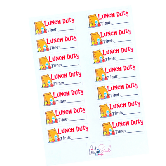 Teacher Lunch Duty Reminder Stickers