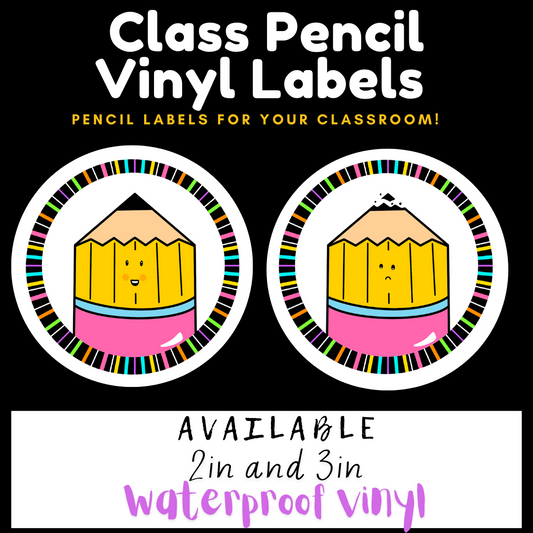 Cute Class Pencil Vinyl Labels