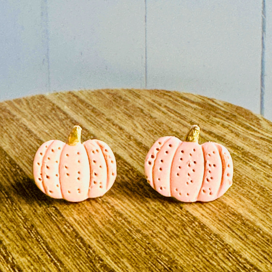 Pink Pumpkin Stud Earrings