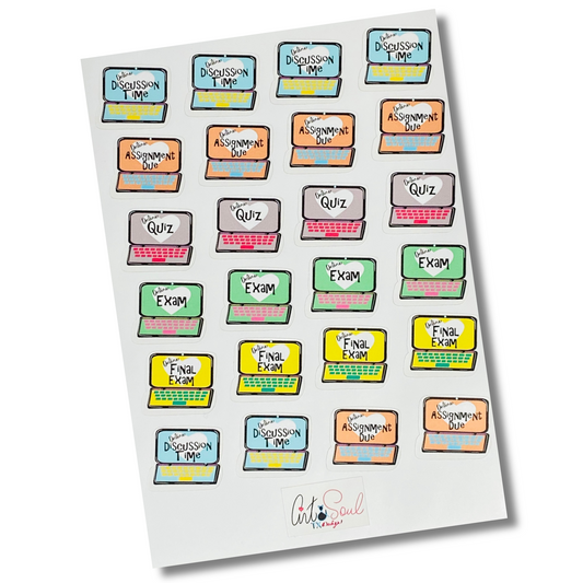 Online Course Study Stickers, Distance Learning Planner Sticker Sheet