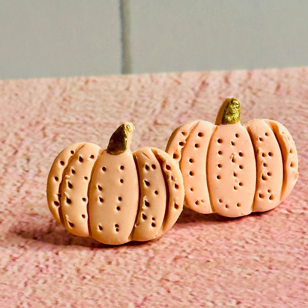 Pink Pumpkin Stud Earrings