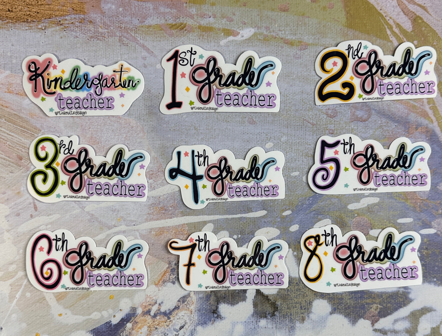 Teacher Grade Level Stickers with a Pop of Color