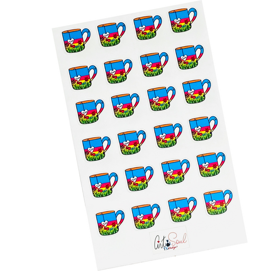 Hot Tea Planner Stickers, Café Stickers