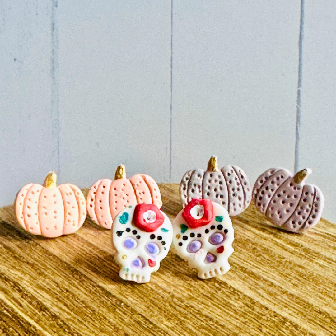 Pink Pumpkin Stud Earrings