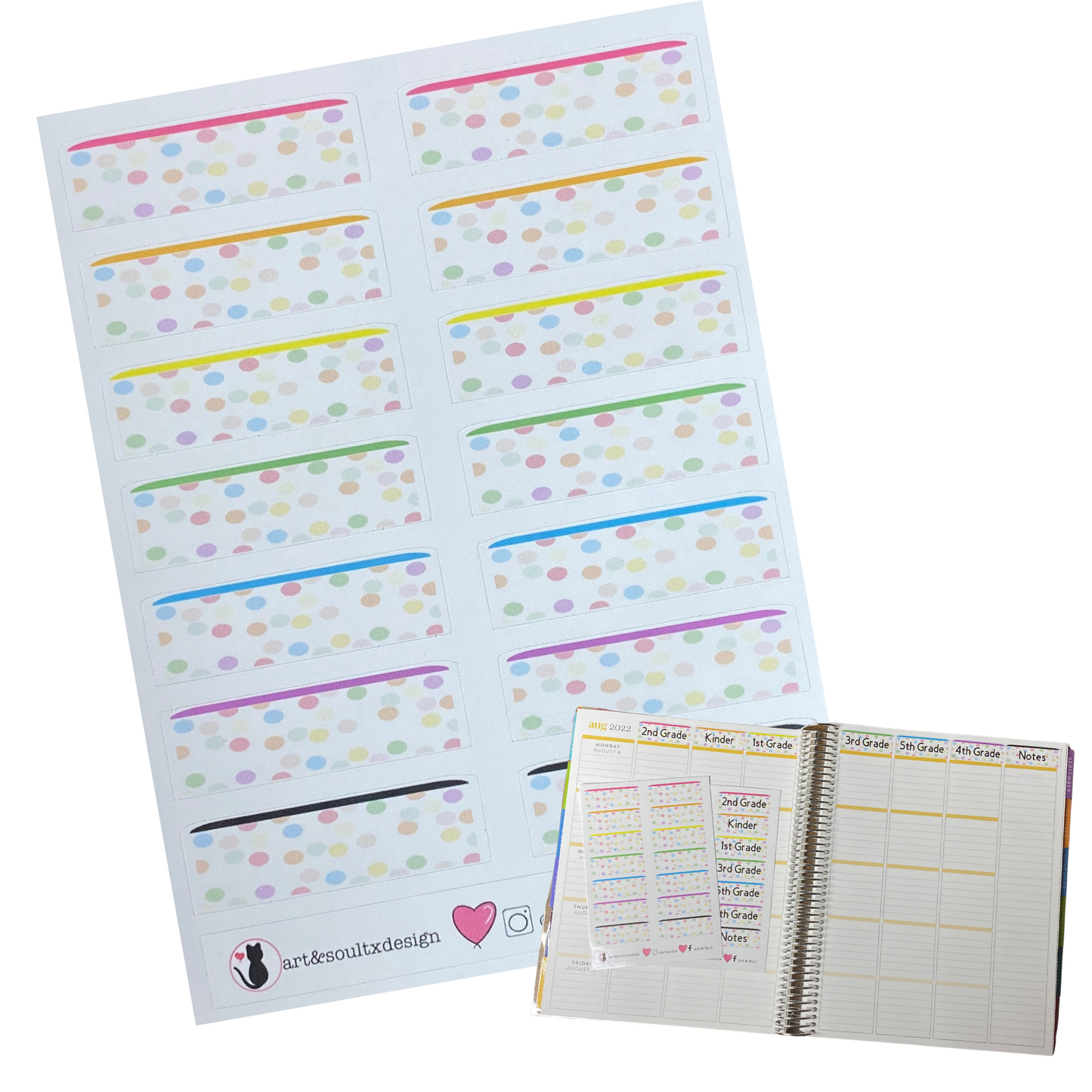 Custom Polka Dot Teacher Planner Headers