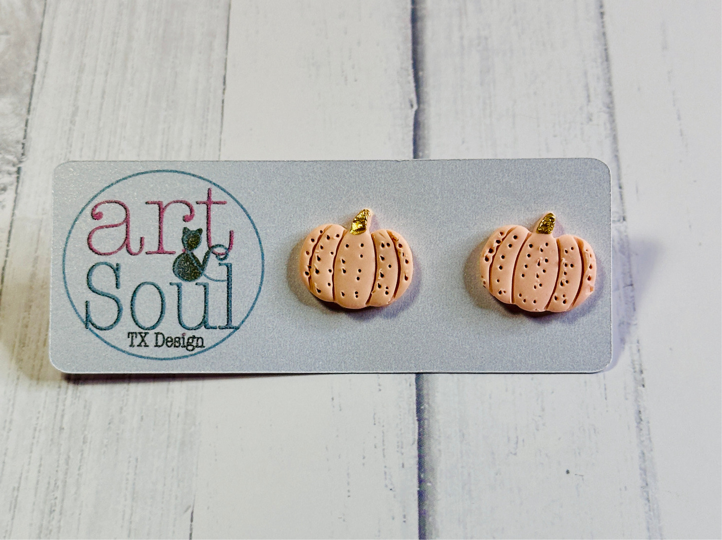 Pink Pumpkin Stud Earrings