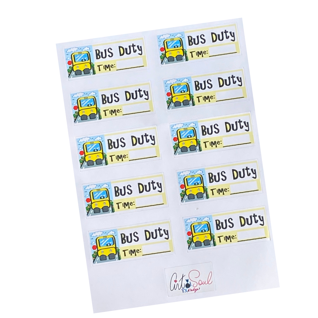 Teacher Bus Duty Planner Stickers