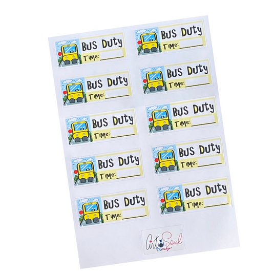 Bus Duty Reminder Stickers