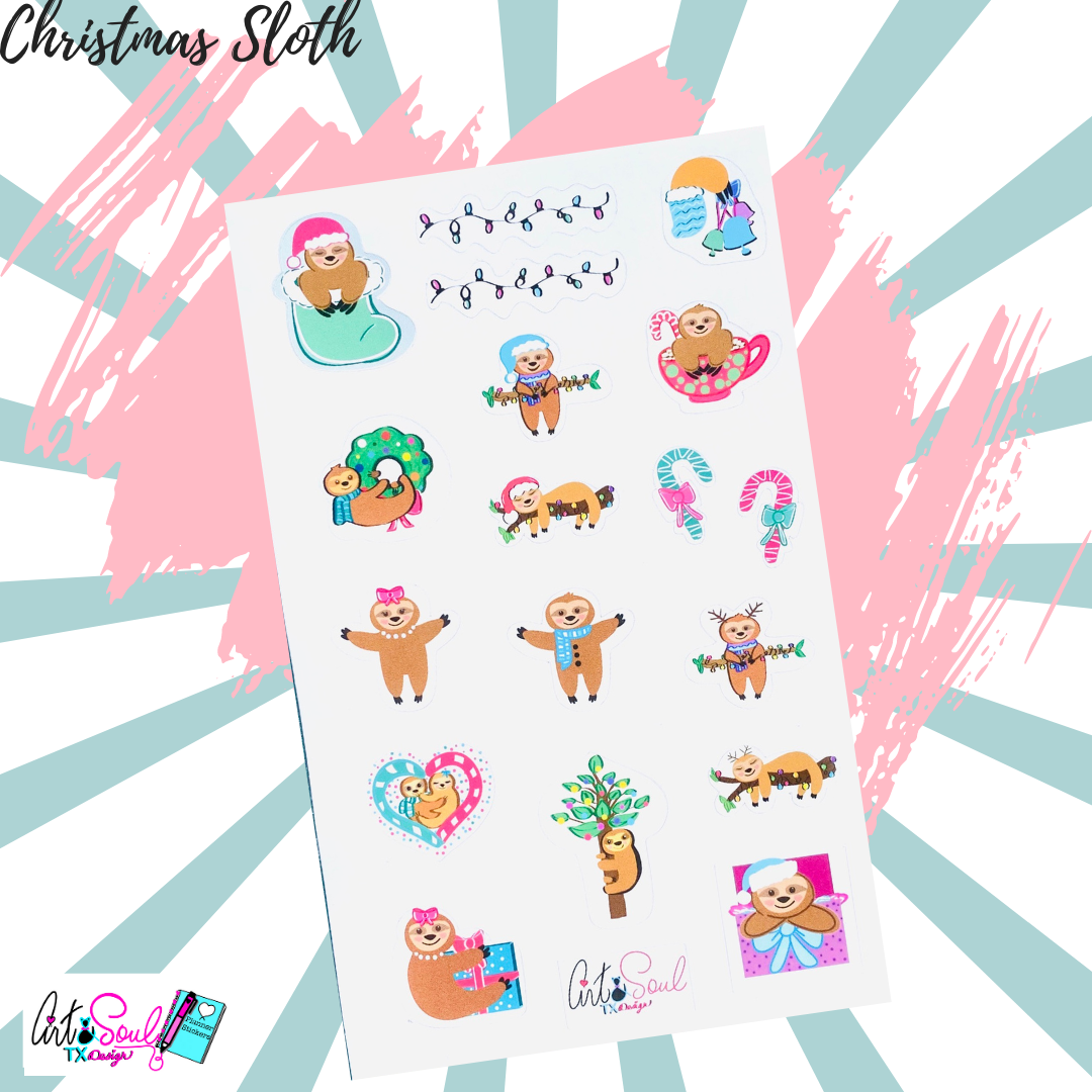 Sloth Christmas Planner Sticker Sheet