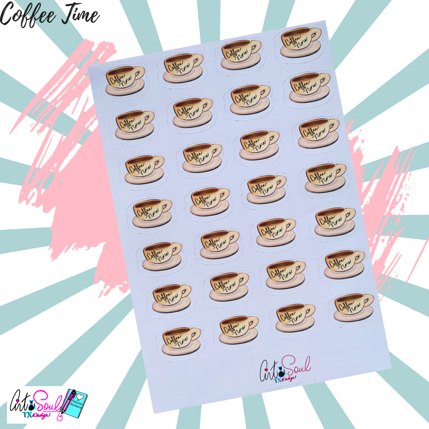 Coffee Planner Stickers, Café Life Planner Sticker Sheet