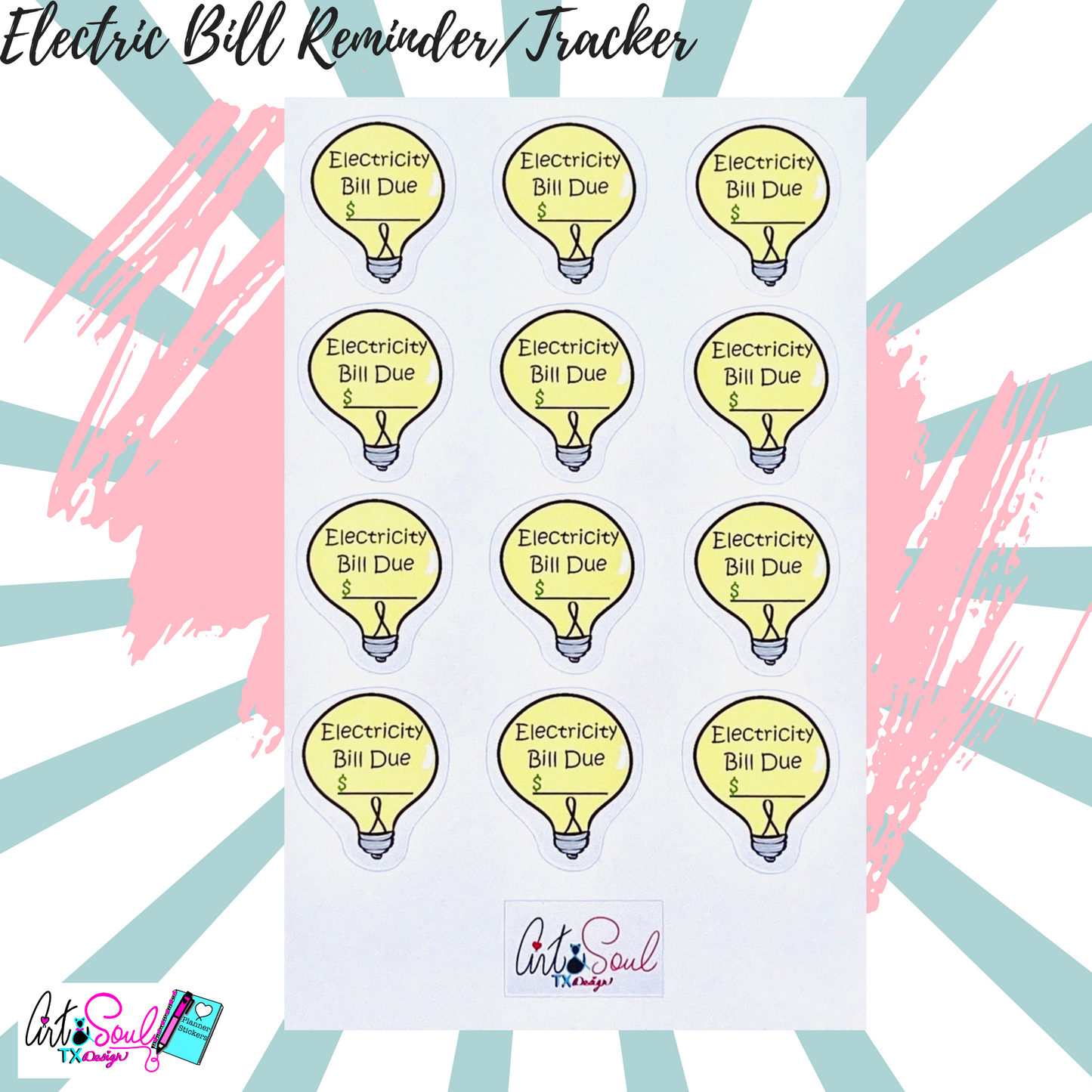 Electric Bill Expense Tracker Money Stickers