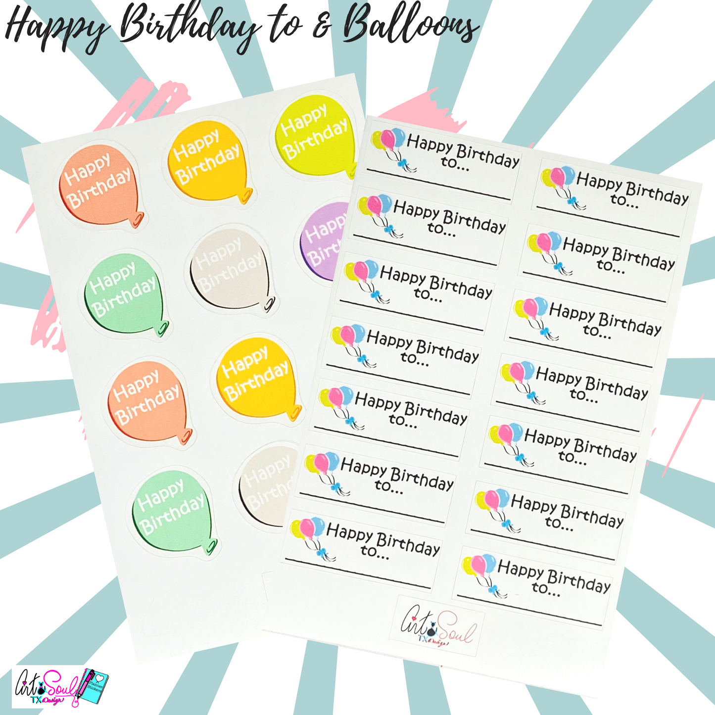 Happy Birthday Stickers, Balloon Stickers