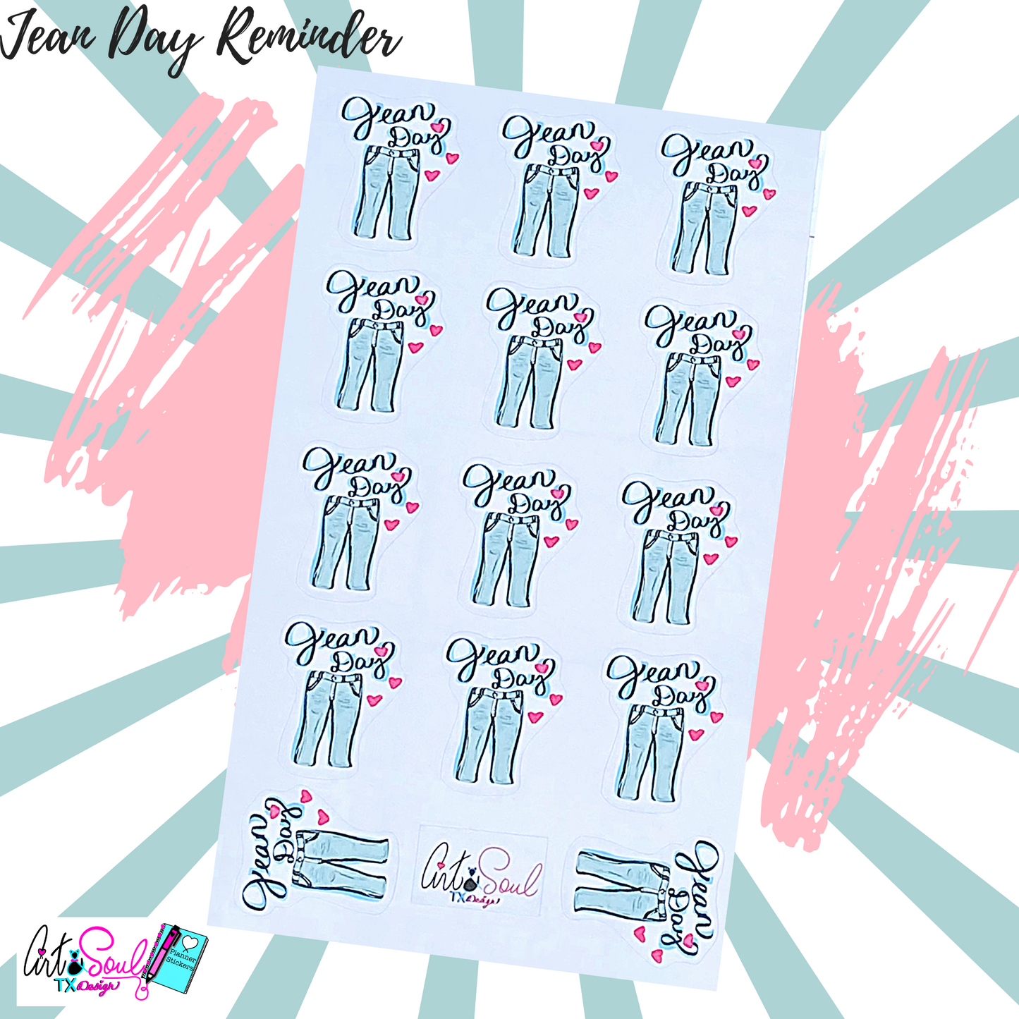 Jean Day Planner Stickers, Casual Friday Sticker Sheet