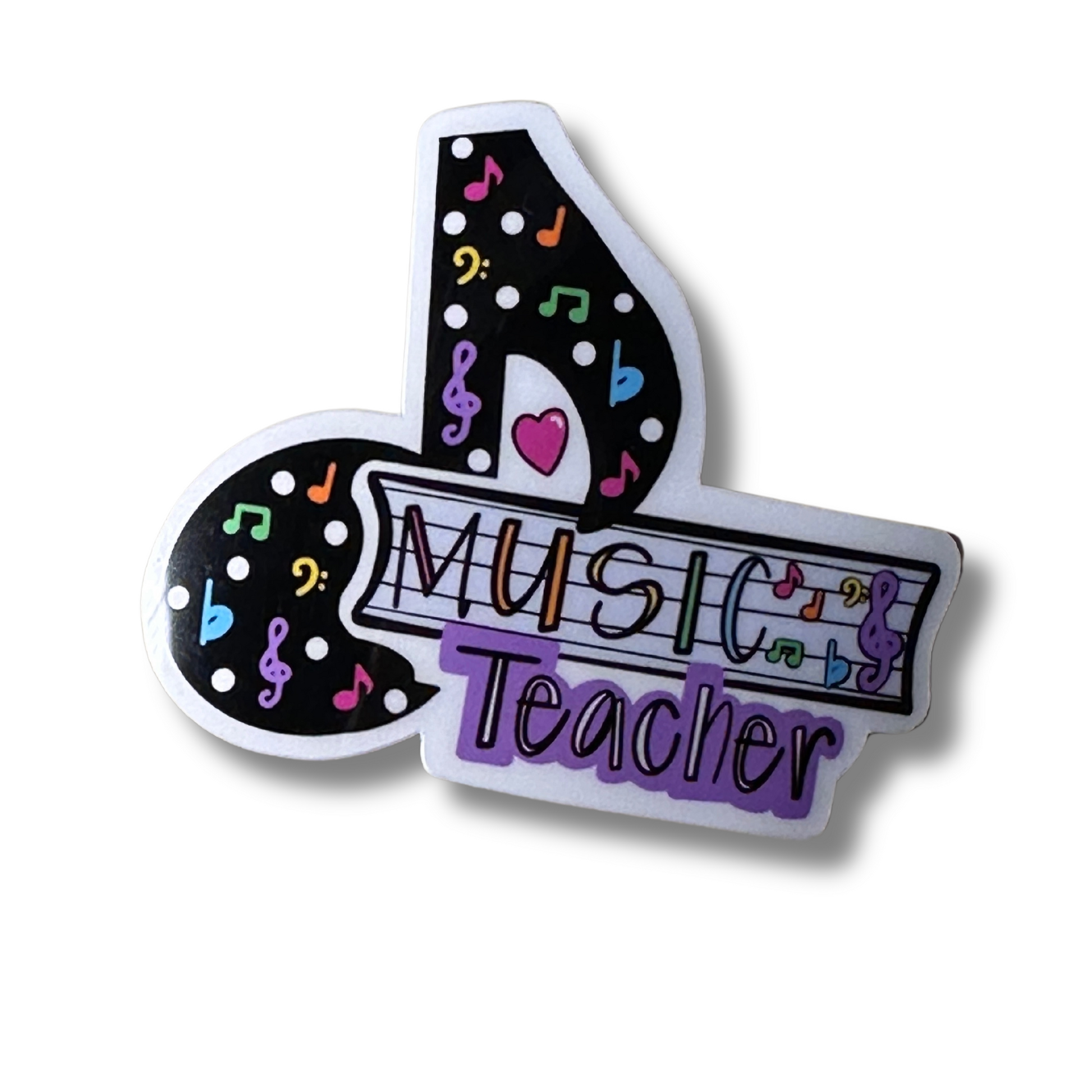 Waterproof vinyl sticker for Music teachers that's shaped like a musical note. 