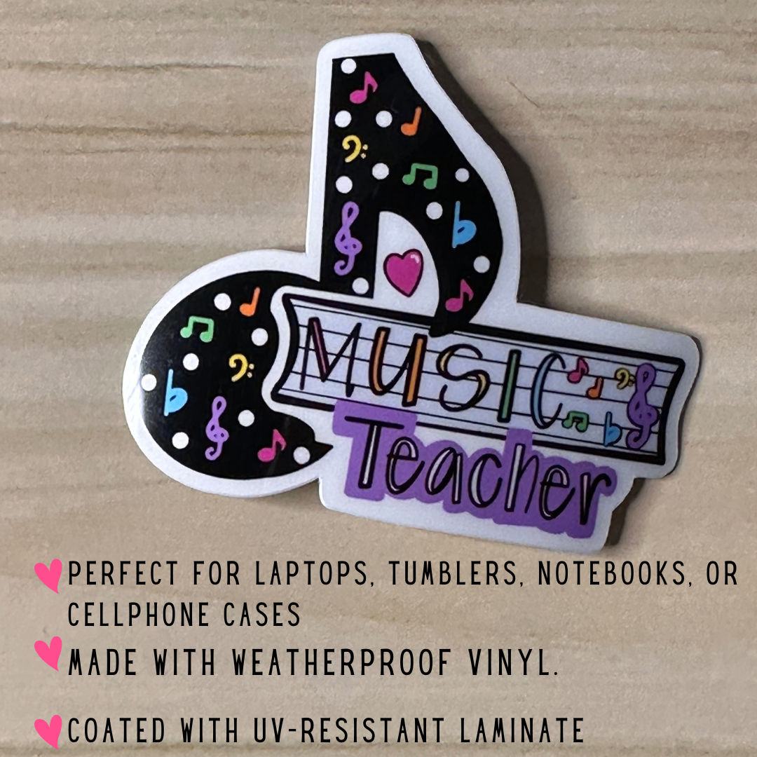 Music teacher sticker product details.