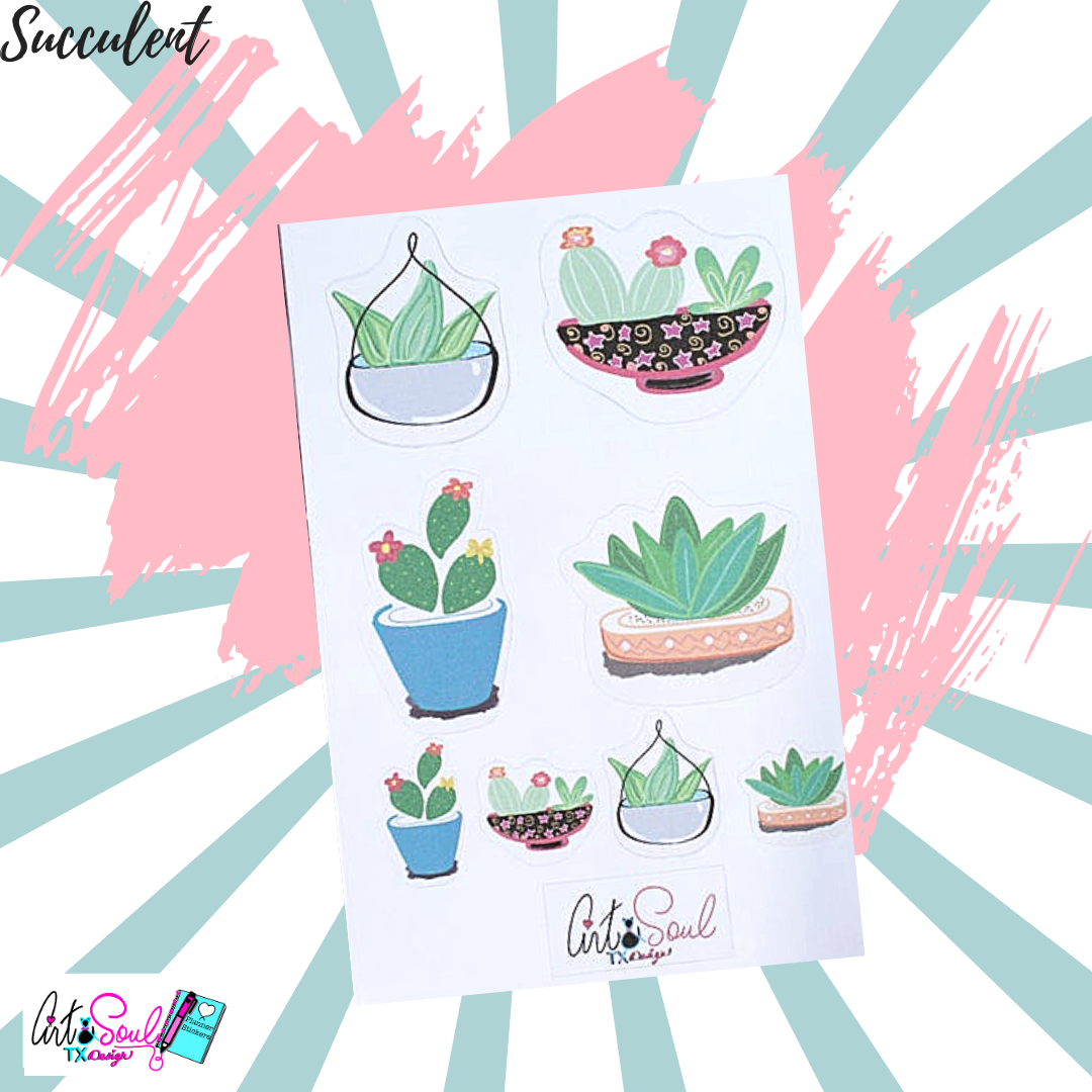 Cactus, Succulent, Desert Plants Life Planner Sticker Sheet