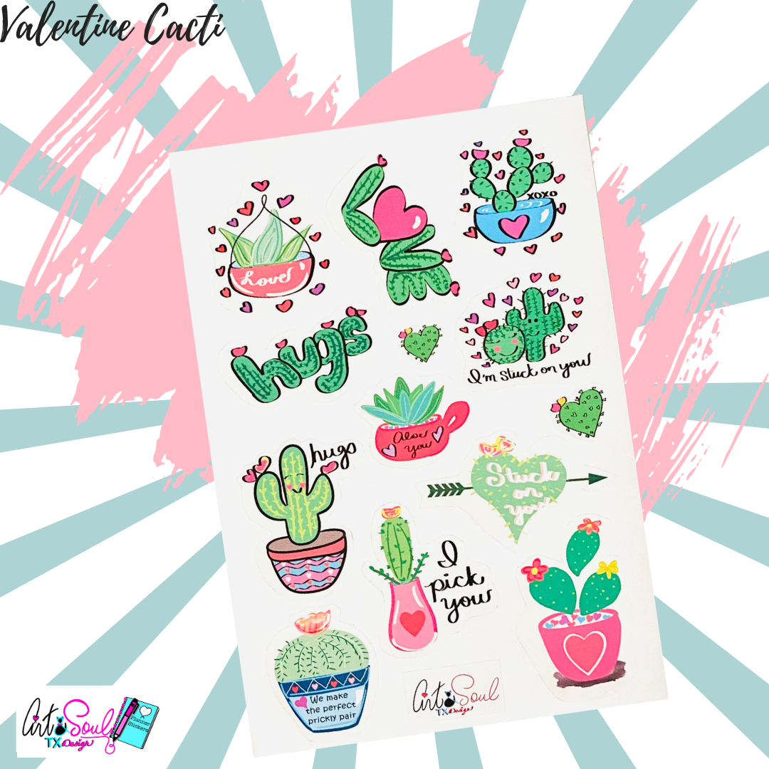 Cactus Valentine Stickers