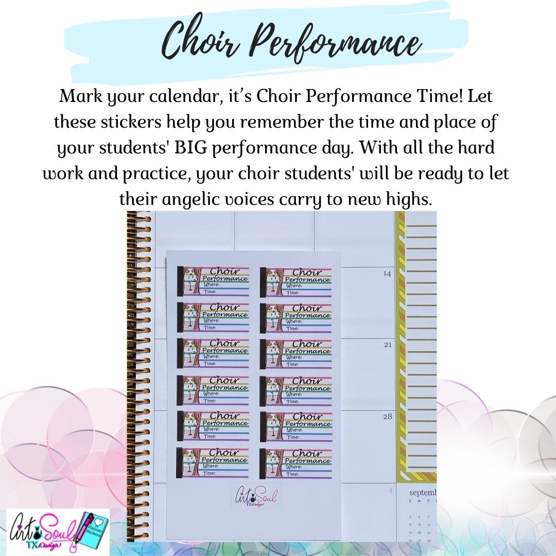 School Choir Performance Teacher Sticker Sheet