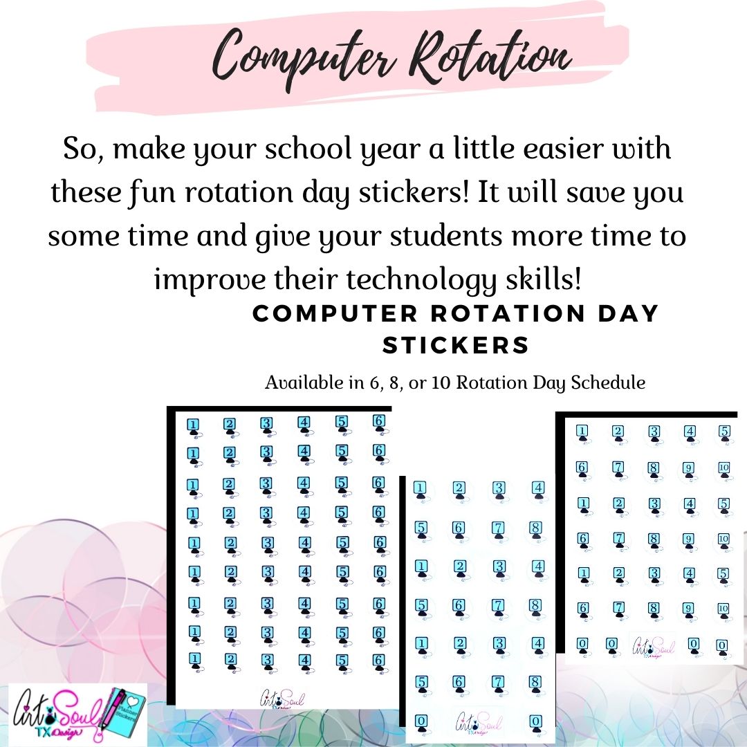 Computer Rotation Schedule Teacher Planner Sticker Sheet