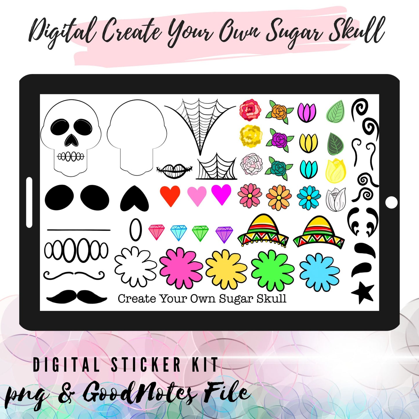 Create Your Own Sugar Skull Digital Planner Stickers