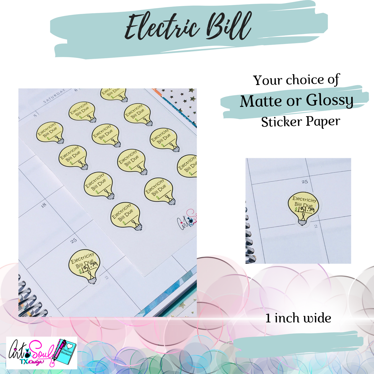 Electric Bill Expense Tracker Money Stickers