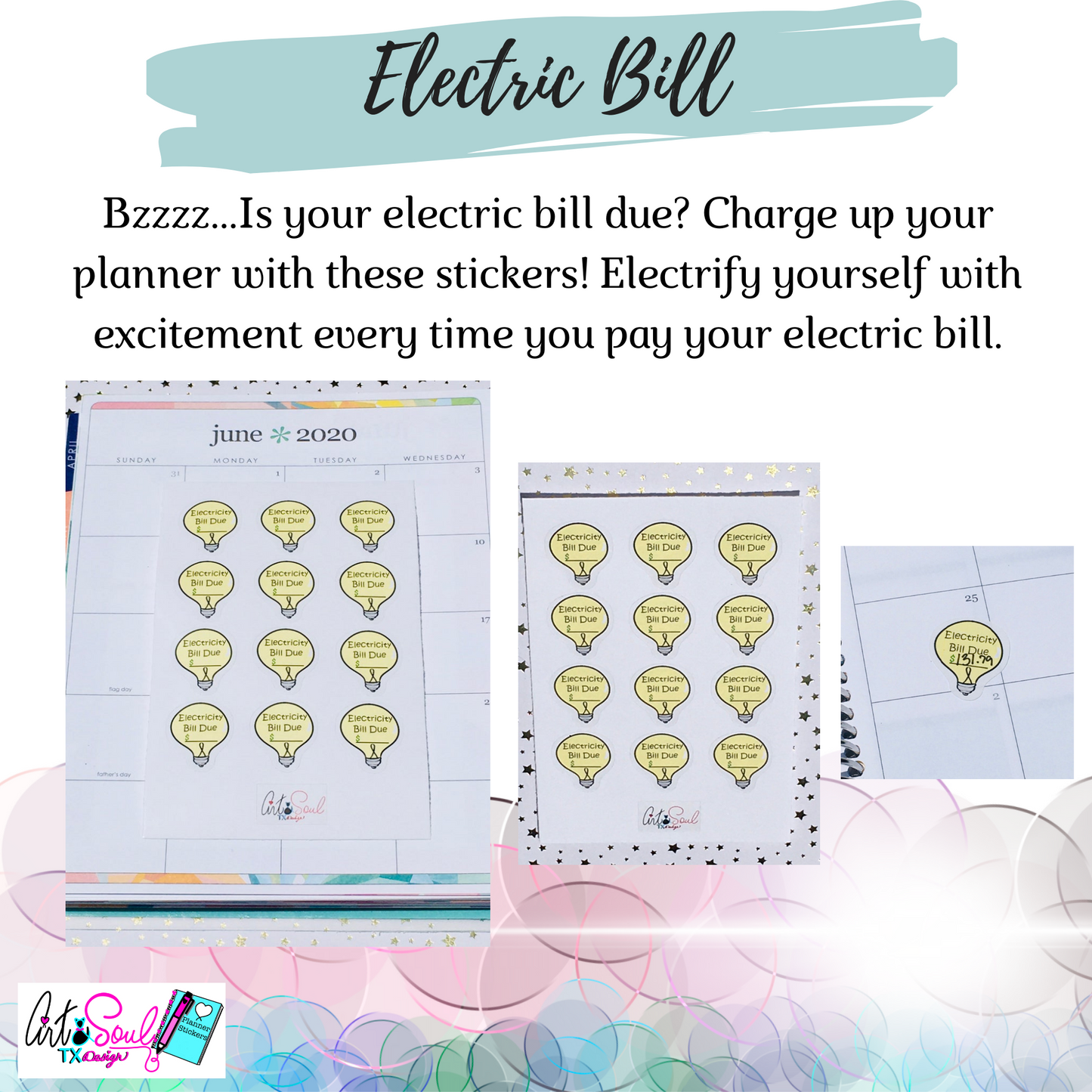 Electric Bill Expense Tracker Money Stickers