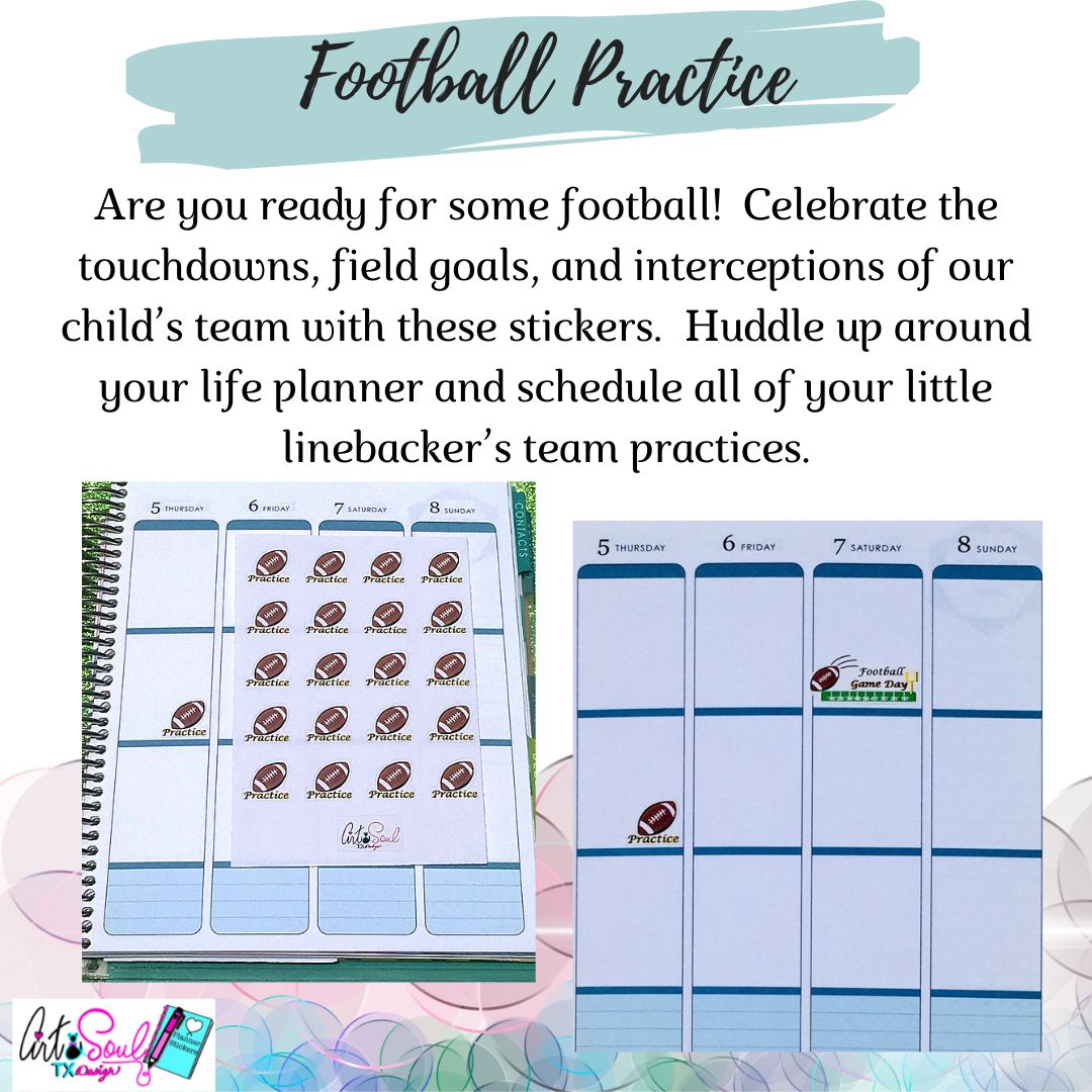 Football Practice Planner Sticker Sheet