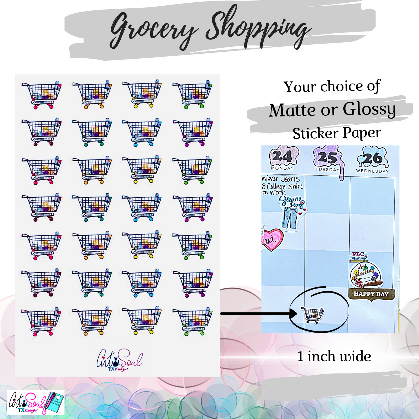 Grocery Shopping Life Planner Sticker Sheet