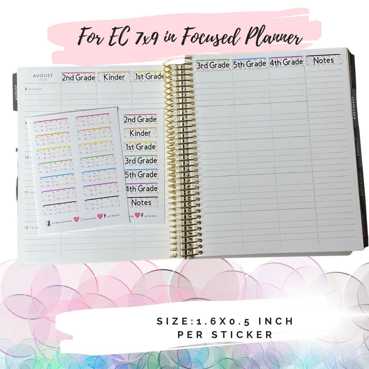 Custom Polka Dot Teacher Planner Headers