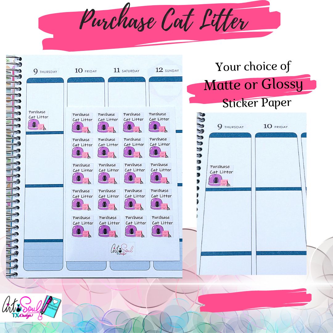 Purchase Cat Litter Planner Stickers, Cat Reminder Stickers