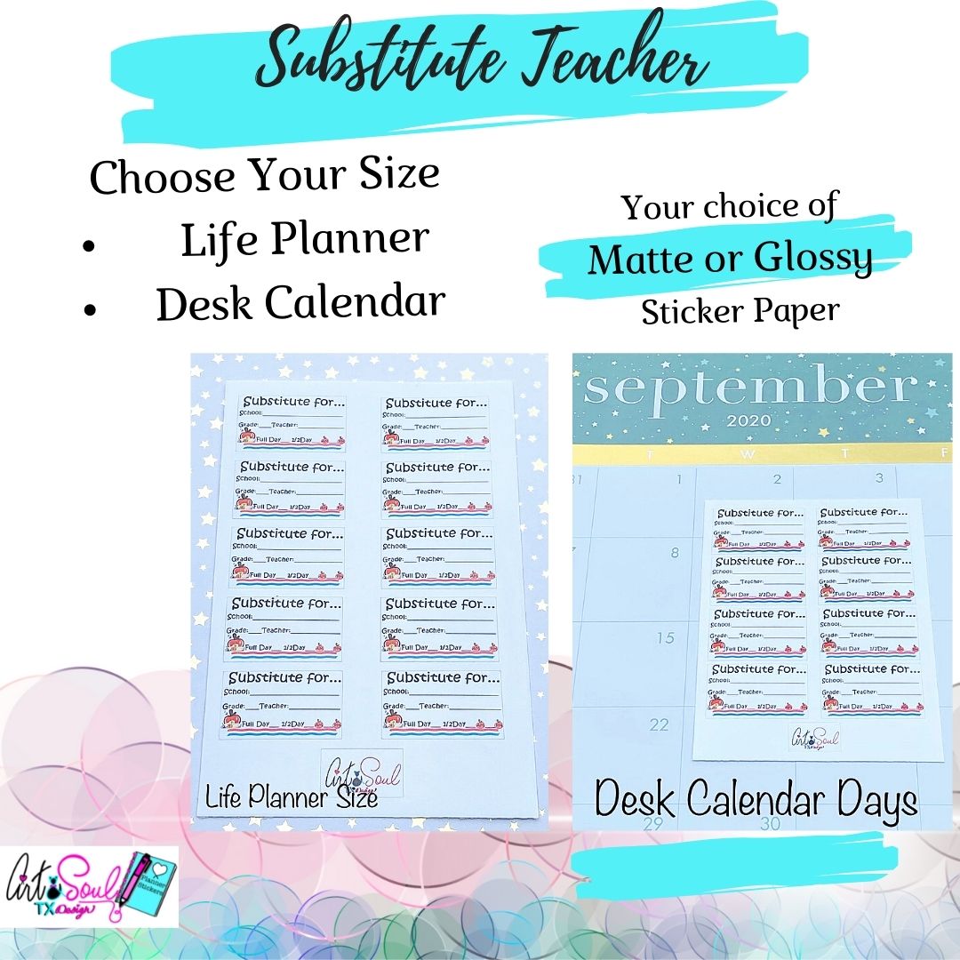 Substitute Teacher Planner Stickers