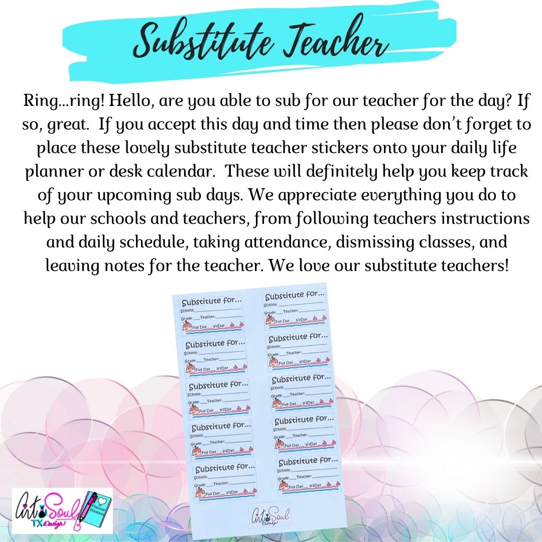 Substitute Teacher Planner Stickers