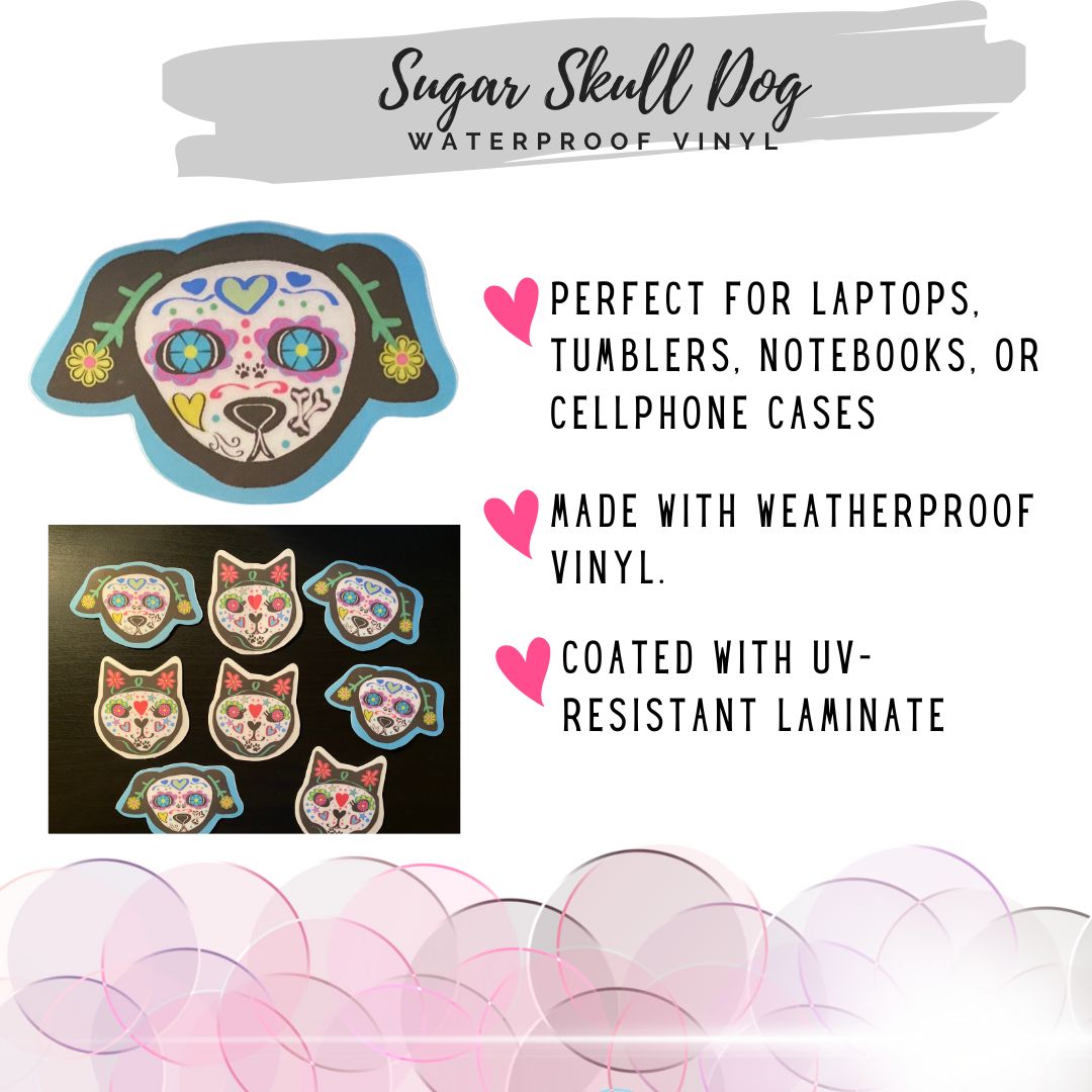 Sugar Skull Cat/Dog Vinyl Waterproof Sticker