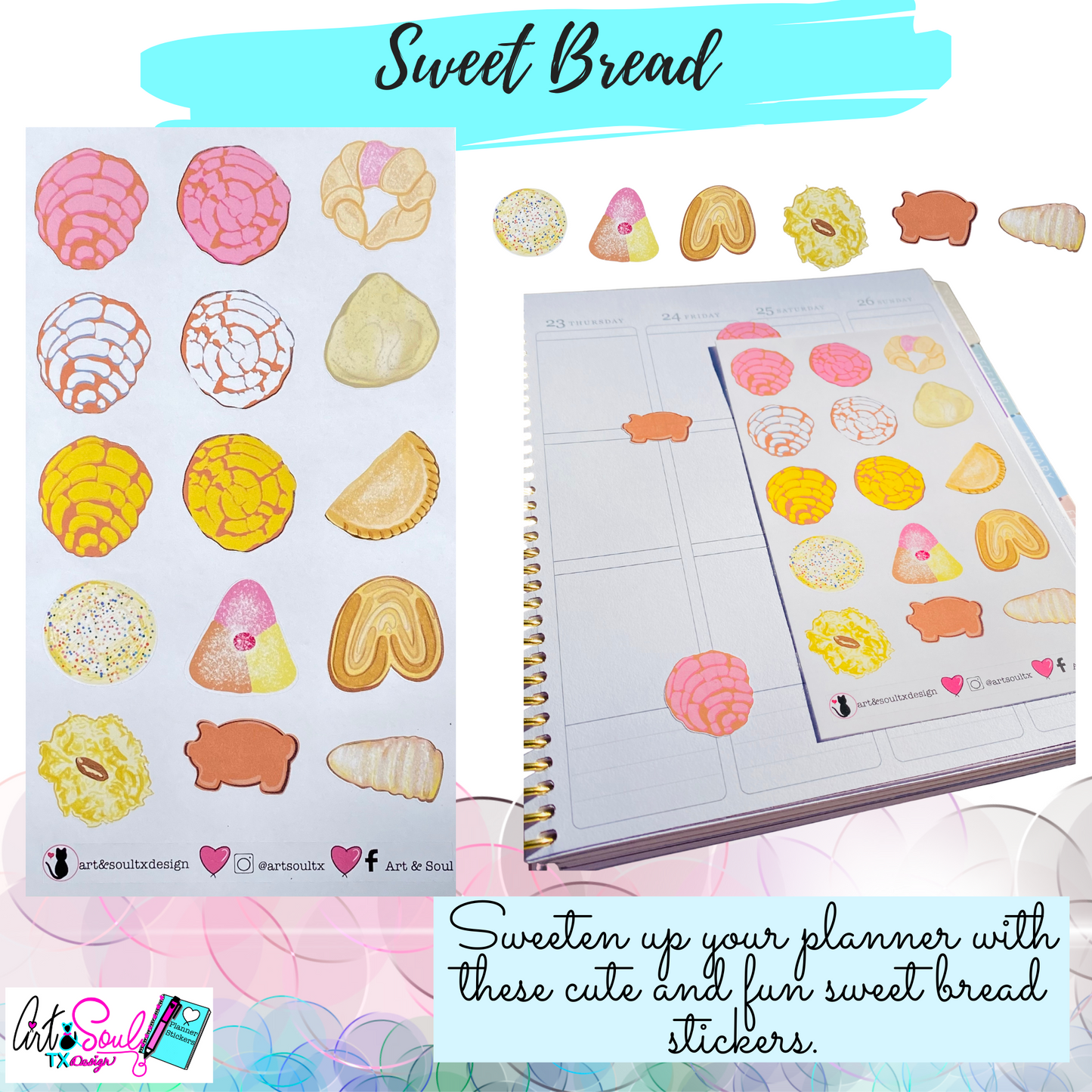 Sweet Bread Stickers, Pan Dulce Planner Stickers