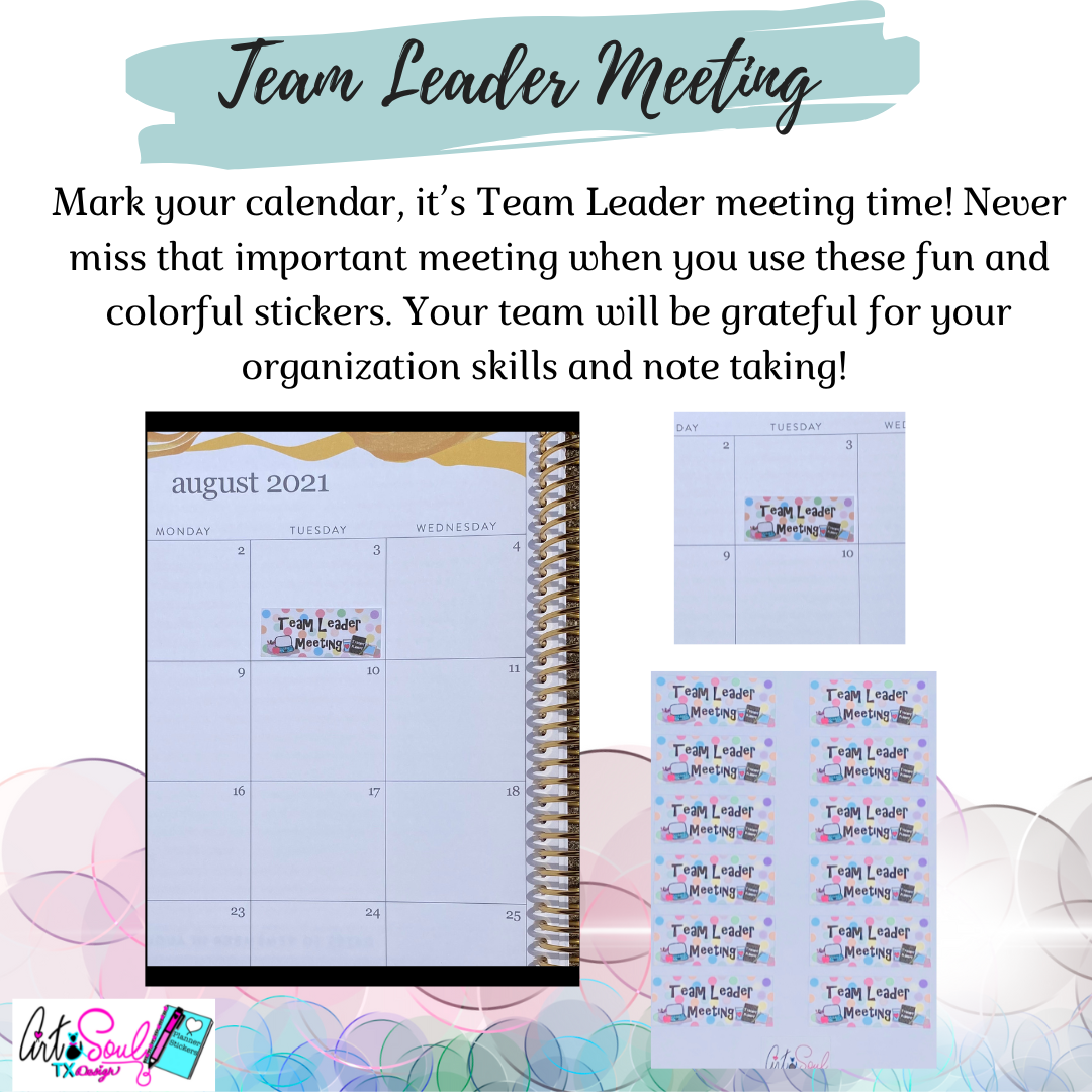 Teacher Team Leader Meeting, Lesson Planner Stickers, Teacher Stickers