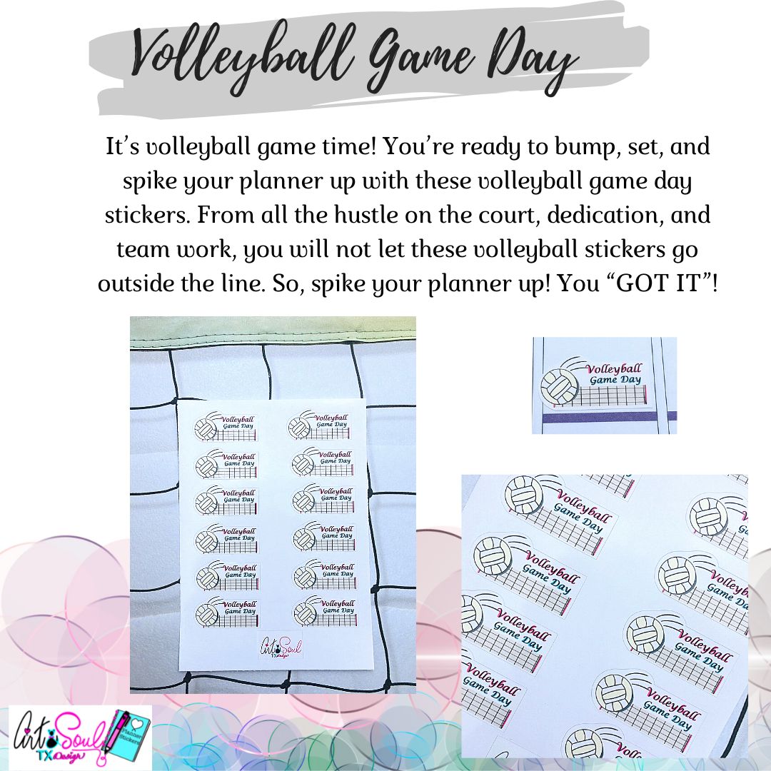 It's volleyball game time!  Spike up your planner with these planner stickers!