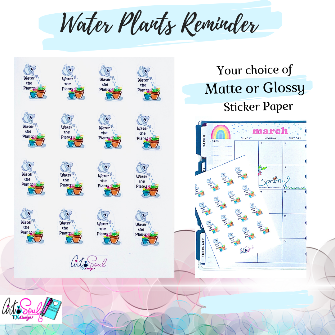 Water Plant Stickers, Spring Time Gardening Stickers