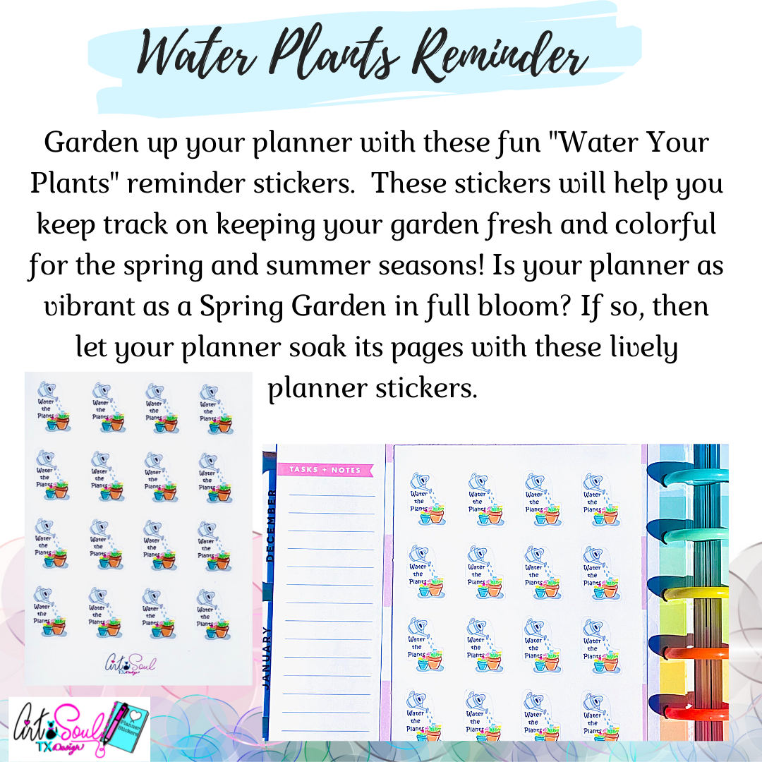 Water Plant Stickers, Spring Time Gardening Stickers