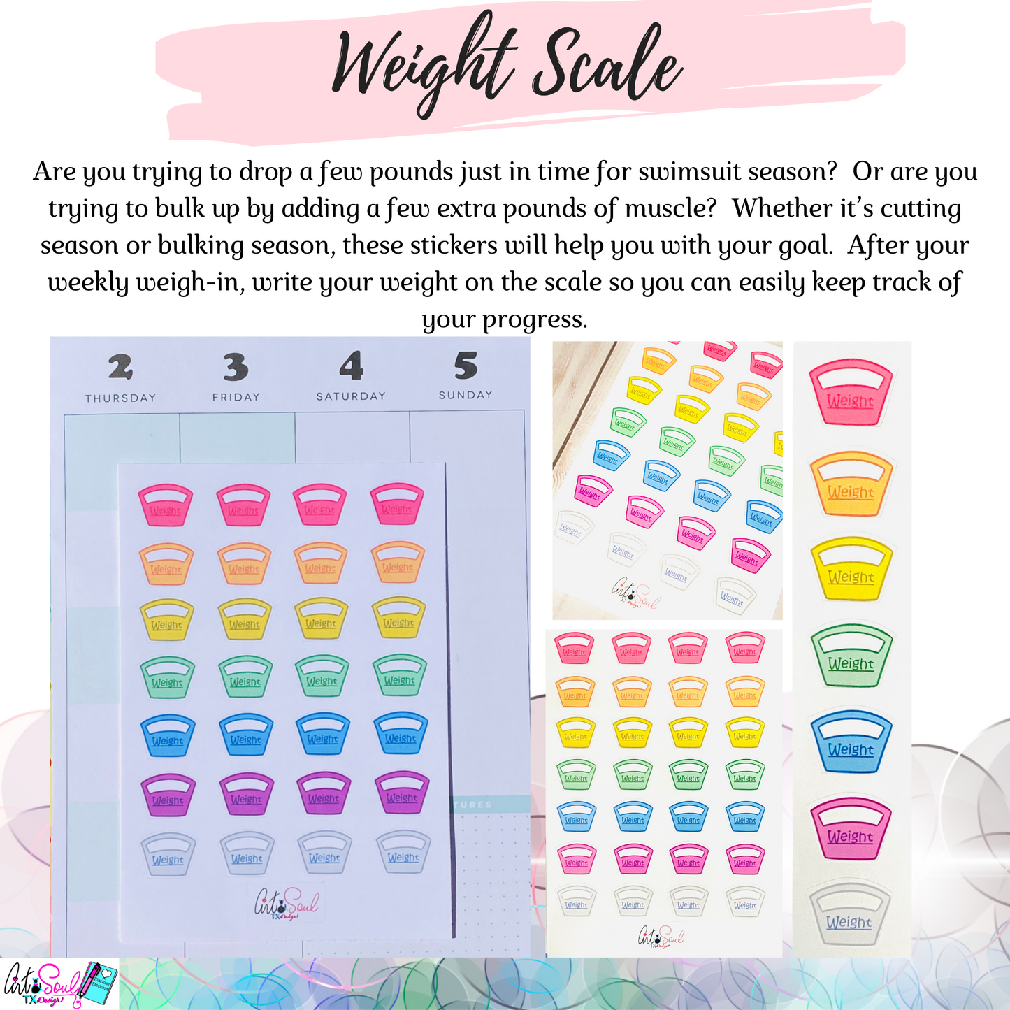 Weight Loss Stickers, Bathroom Scale Planner Stickers