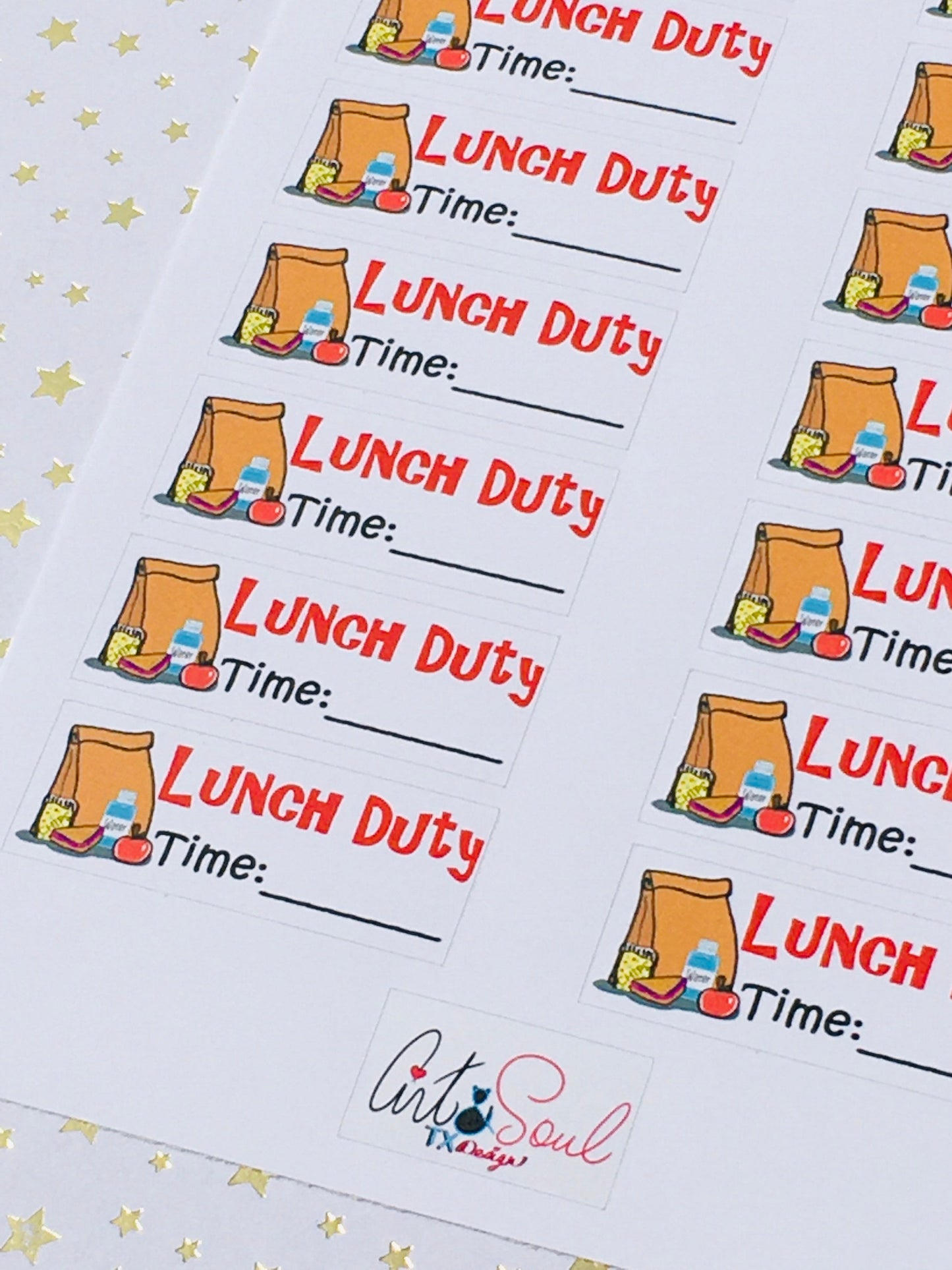 Teacher Lunch Duty Reminder Planner Stickers