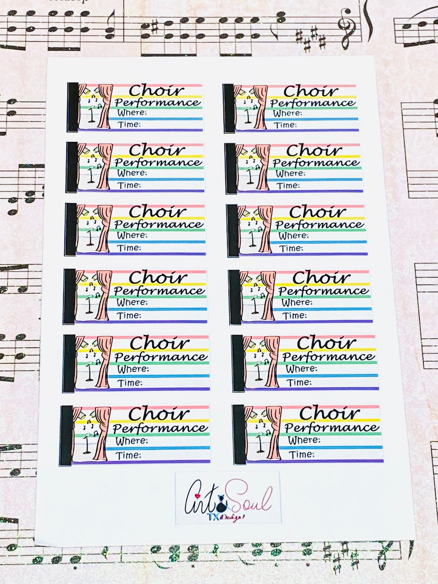 School Choir Performance Teacher Sticker Sheet