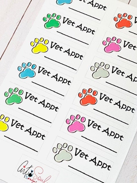 Veterinarian Appointment Stickers, Pet Planner Sticker Sheet