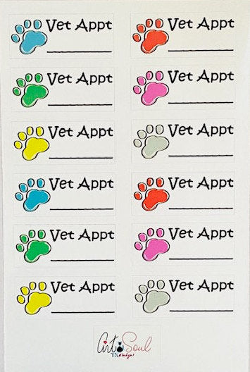 Veterinarian Appointment Stickers, Pet Planner Sticker Sheet